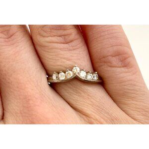 Stackable Chevron | V Shaped CZ 925 Sterling Silver Vintage Ring - sz 6.75